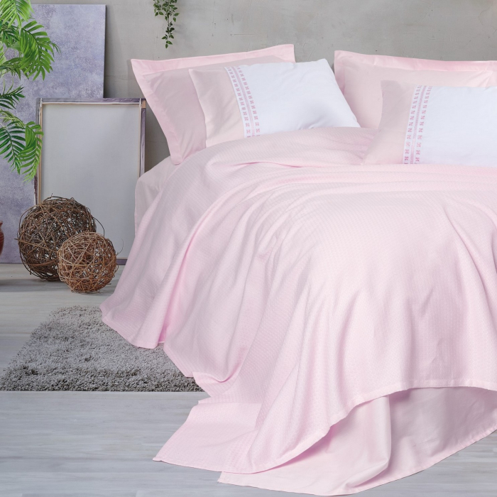Set pique lenjerie și cuvertură, 6 piese, bumbac 100%, Cotton Box, Spruce - Powder [1]