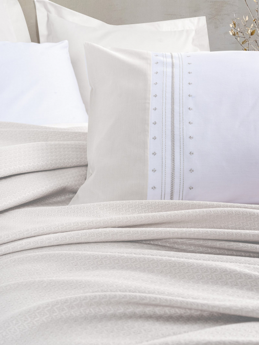 Set pique lenjerie și cuvertură, 6 piese, bumbac 100%, Cotton Box, Chaste - Stone [2]