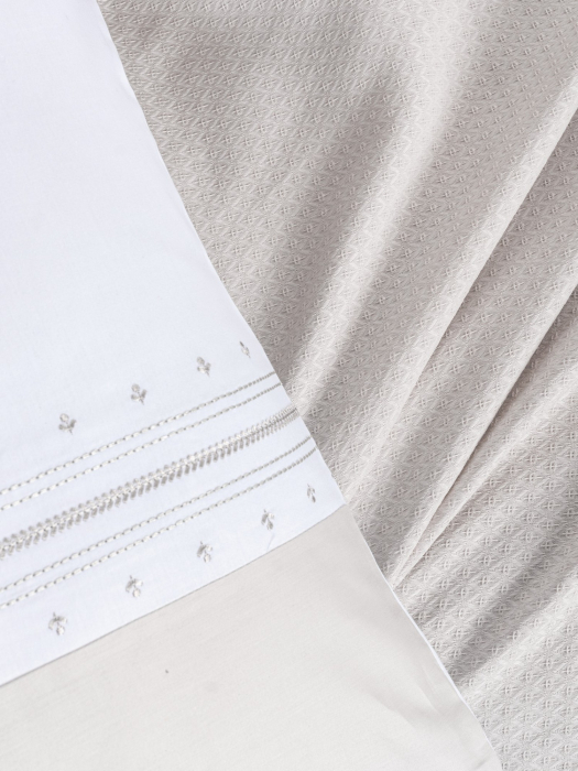 Set pique lenjerie și cuvertură, 6 piese, bumbac 100%, Cotton Box, Chaste - Stone [3]