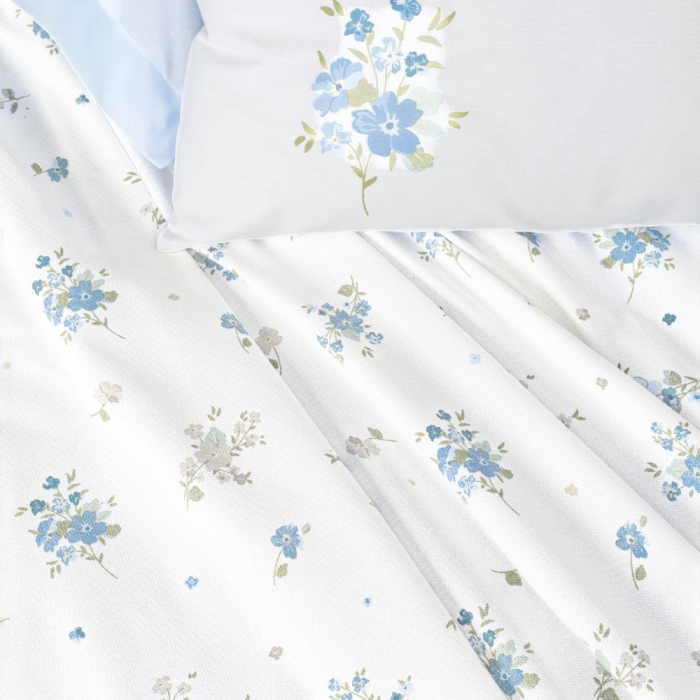 Set pique lenjerie și cuvertură, bumbac 100%, Cotton Box, Bellus - Blue [2]