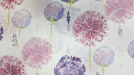 Bumbac dublu satinat alb cu papadii mov [2]