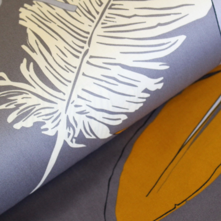 Bumbac dublu satinat gri cu pana aurie [0]