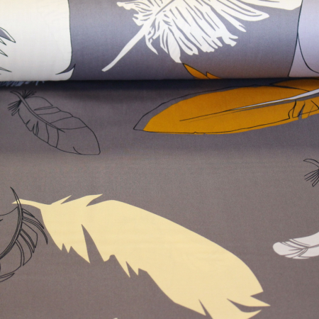 Bumbac dublu satinat gri cu pana aurie [1]