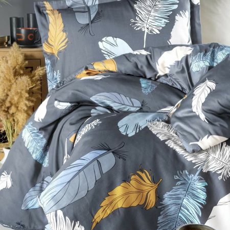 Bumbac dublu satinat gri cu pana aurie [5]