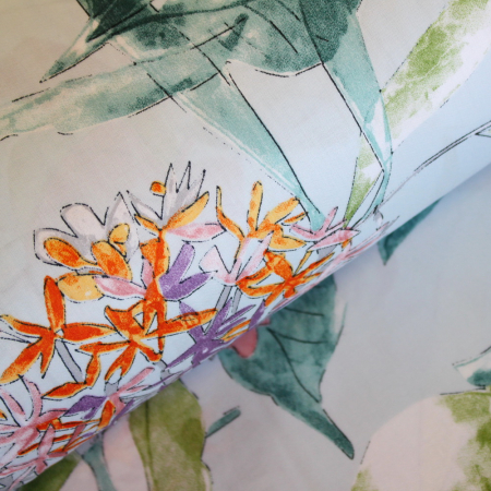 Bumbac dublu satinat mint cu flori si frunze [0]