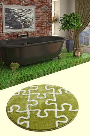 Covoras de baie D90cm, Chilai Home, Puzzle - Green [0]