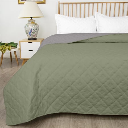 Cuverturi - Cuvertura de pat reversibila, Dilios, Arena, 200x220 - green/grey