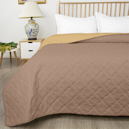 Cuverturi - Cuvertura de pat reversibila, Dilios, Arena, 200x220 - beige/orchid
