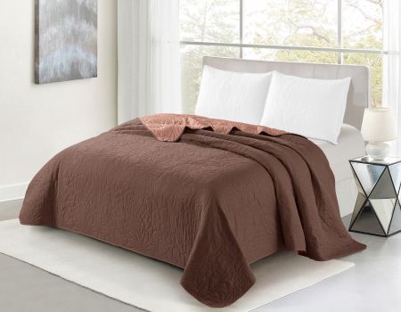 Cuverturi - Cuvertura de pat reversibila, Dilios, Florena, 160x220 - brown/peach