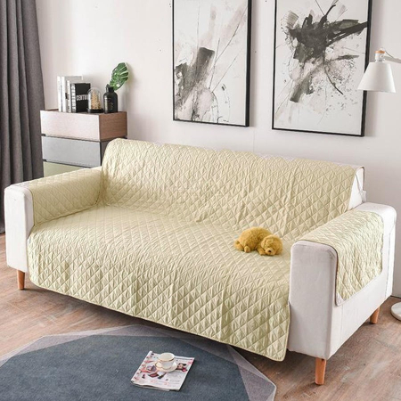 Pucioasa - Cuvertura matlasata canapea 2 locuri doua fete - crem