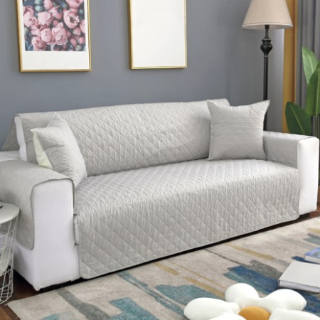 Pucioasa - Cuvertura matlasata canapea 2 locuri doua fete - gri deschis