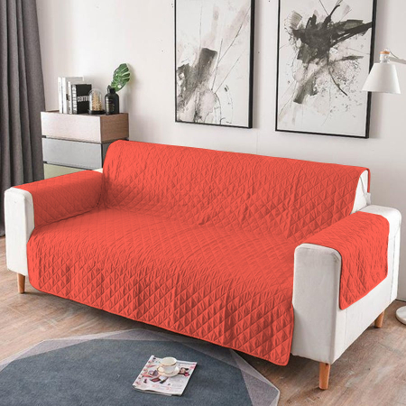 Pucioasa - Cuvertura matlasata canapea 3 locuri doua fete - corai