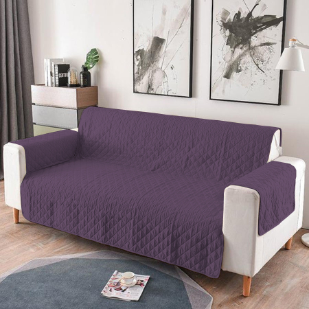 Pucioasa - Cuvertura matlasata canapea 3 locuri doua fete - mor