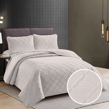 Cuverturi de pat - două persoane - Cuvertura pat dublu cu fete de perna, Ralex Pucioasa, 230x250cm, Sampanie