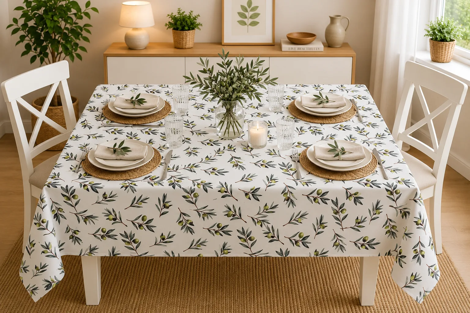 Fețe de masă - Fata de Masa Antimurdarire (Green Olive) - Dimensiuni:: 120 cm x 160 cm