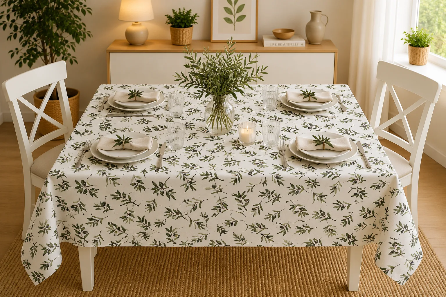 Fețe de masă - Fata de Masa Antimurdarire (Loom Olive) - Dimensiuni:: 120 cm x 160 cm
