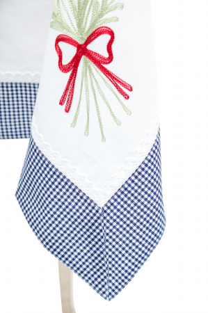 Față de masă brodată, bumbac 100%, 140x180cm, bordură albastră [2]