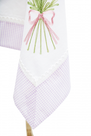 Față de masă brodată, bumbac 100%, 140x240cm, bordură lila [2]