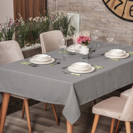 Fețe de masă - Față de masă, Cotton Box, Plain - gri, 155x160cm