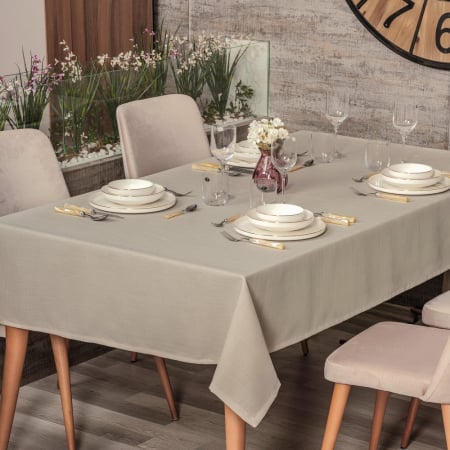 Fețe de masă - Față de masă, Cotton Box, Plain - beige, 155x220cm