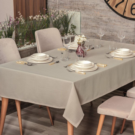 Fețe de masă - Față de masă, Cotton Box, Plain - beige, 155x160cm