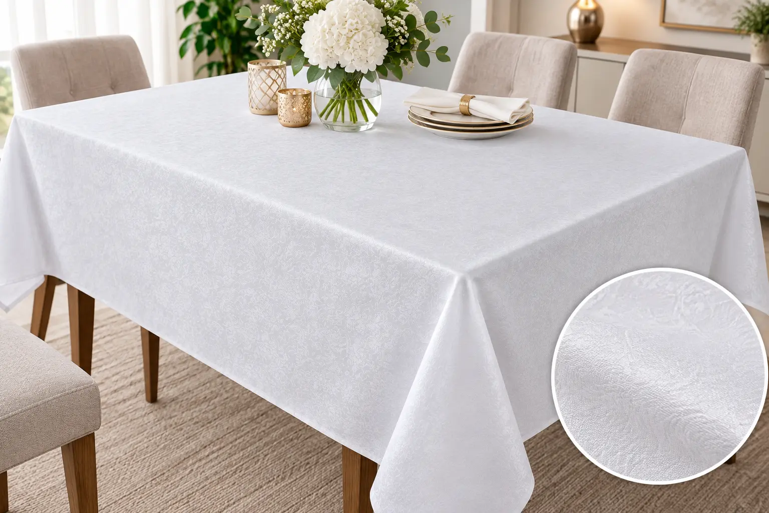 Fețe de masă - Fata de masa Satinata Elegant Floral (4) - Dimensiuni: 150x150cm