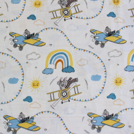 Finet alb cu avioane cu bleu și galben 2.4m [1]