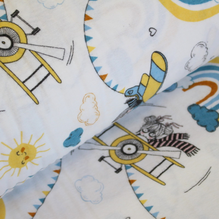 Finet alb cu avioane cu bleu și galben 2.4m [0]