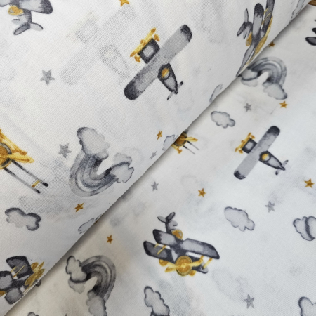 Finet - Finet alb cu avioane gri 2.4m