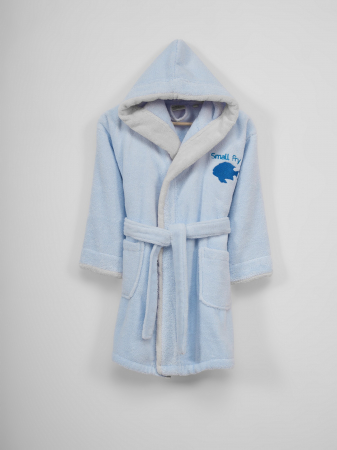 Halat de baie copii, bumbac 100%, Hobby Home, Boy - Light Blue Small Fish, 9-12 ani [0]