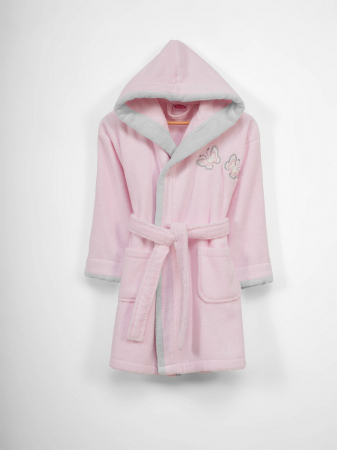 Halat de baie copii, bumbac 100%, Hobby Home, Girl - Pink Kelebek, 9-12 ani [0]