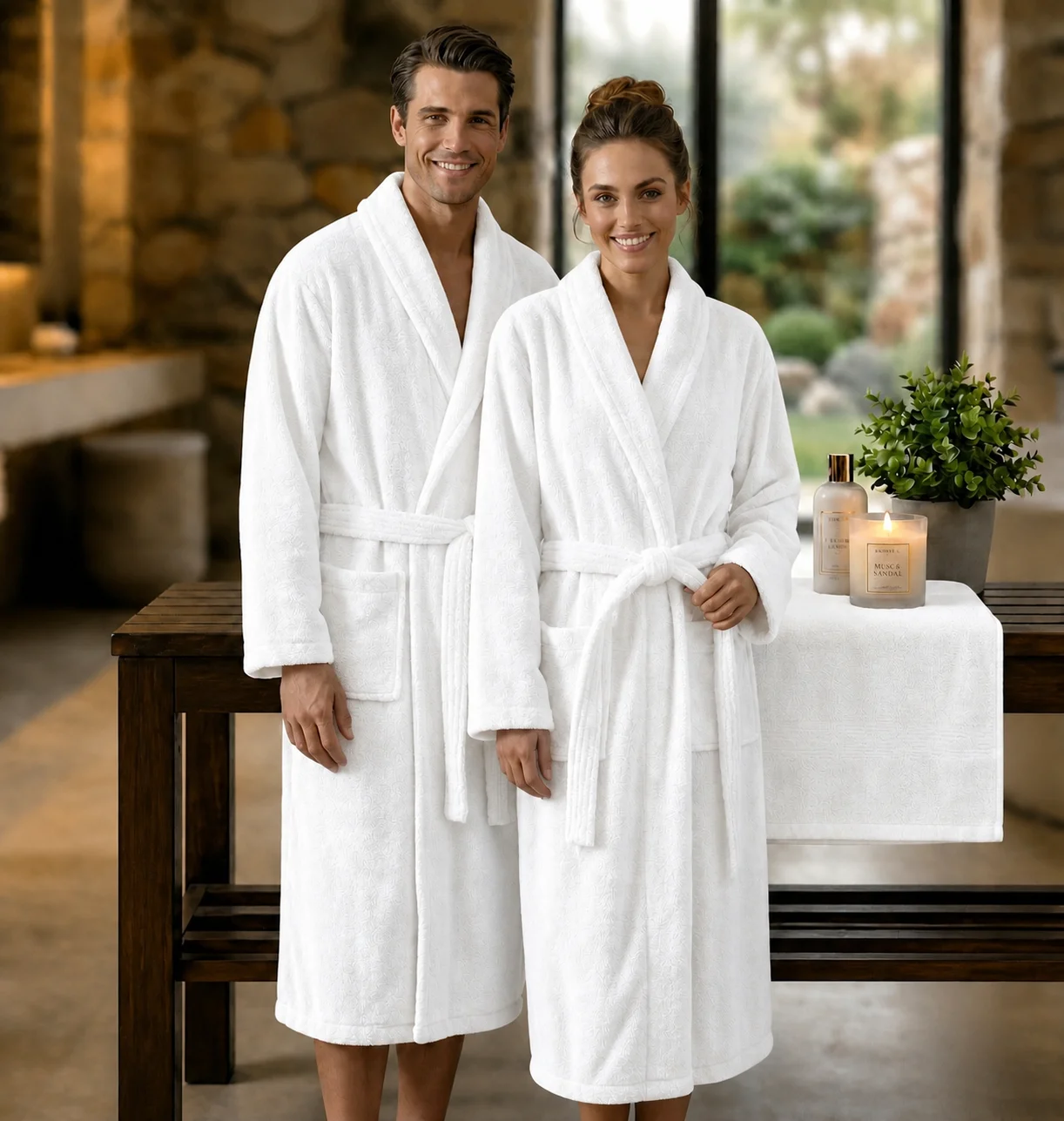 Halate de baie - HALAT DE BAIE VELUR 100% BUMBAC (Alpine White) - Marime: XXL