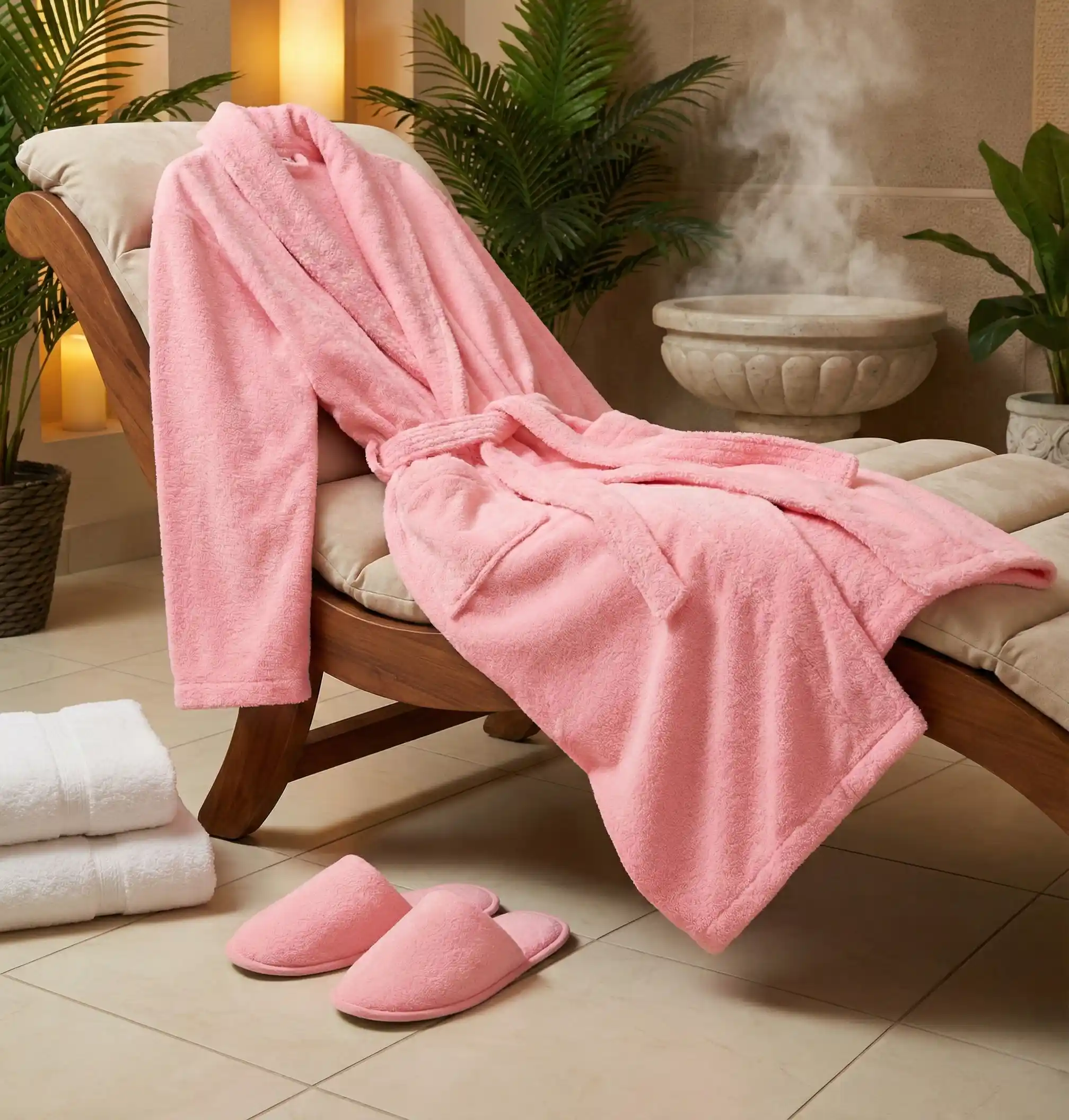 HALAT DE BAIE VELUR 100% BUMBAC (PUDRA) - Marime: XXL [1]