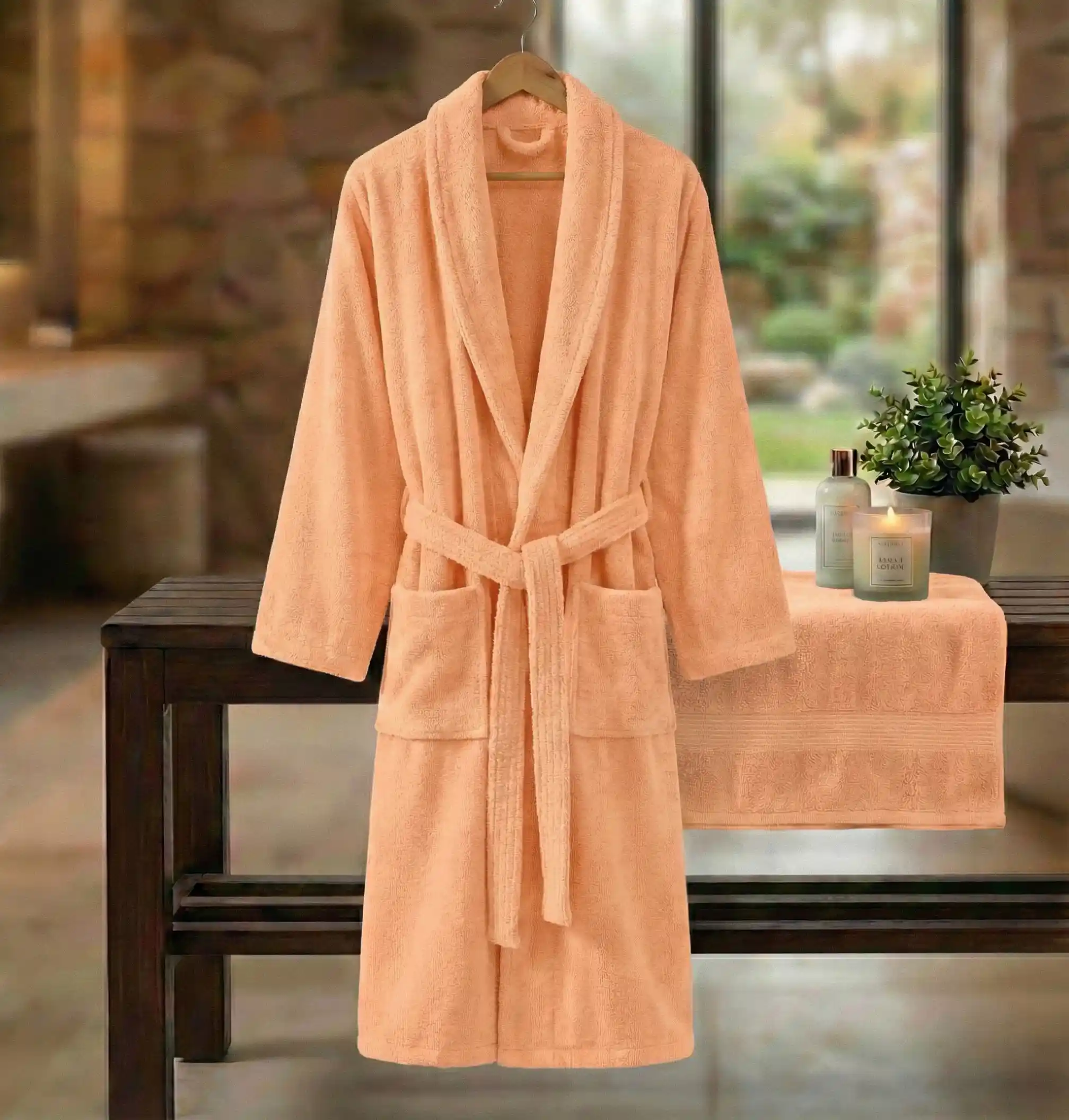 Pucioasa - HALAT DE BAIE VELUR 100% BUMBAC - XXL (PORTO) - L/XL