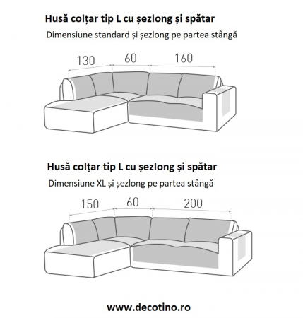 Husa coltar 2 piese, tip L cu sezlong, Belmarti, Geo Teflon, Ivoire - Stanga [1]