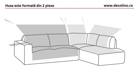 Husa coltar 2 piese, tip L cu sezlong, Belmarti, Geo Teflon, Ivoire - Stanga [2]