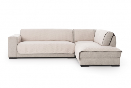 Huse canapele - Husa coltar 2 piese, tip L cu sezlong, Belmarti, Geo Teflon, Beige - Dreapta