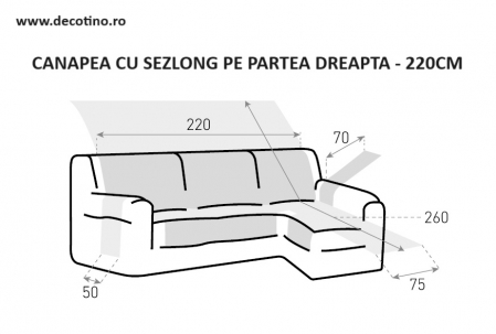 Husa coltar cu sezlong, Belmarti, Geo Teflon, Ivoire - dreapta [2]