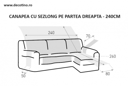 Husa coltar cu sezlong, Belmarti, Geo Teflon, Ivoire - dreapta [3]