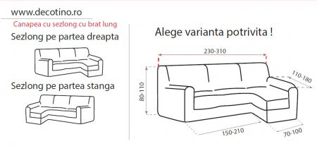 Husa elastica canapea cu sezlong, brat lung, Belmarti, Milos, Gri deschis [1]