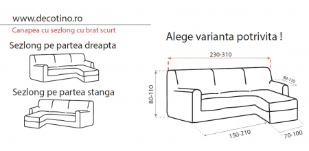 Husa elastica canapea cu sezlong, brat scurt, Belmarti, Milos, Ivoire [1]