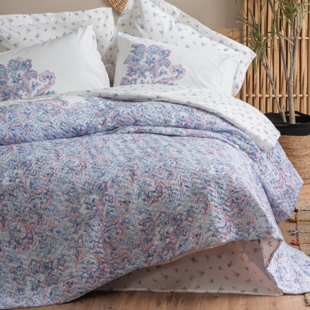 Lenjerii de pat 4 anotimpuri - Lenjerie de pat 4 anotimpuri, două persoane, bumbac 100%, Cotton Box, Mapiya - Blue