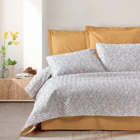 Lenjerii de pat 4 anotimpuri - Lenjerie de pat 4 anotimpuri, două persoane, bumbac 100%, Cotton Box, Posy - Beige