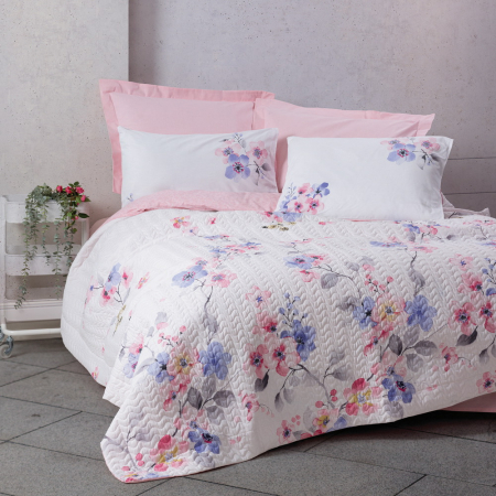Lenjerii de pat 4 anotimpuri - Lenjerie de pat 4 anotimpuri, două persoane, bumbac 100%, Cotton Box, Jayda - Pink