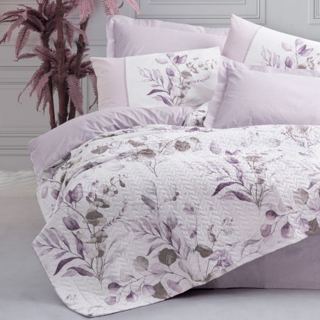 Lenjerii de pat 4 anotimpuri - Lenjerie de pat 4 anotimpuri, două persoane, bumbac 100%, Cotton Box, Nadia - Lilac