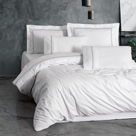Lenjerii bumbac satin Premium - Lenjerie de pat brodată, 6 piese, bumbac 100%, Cotton Box, Josina