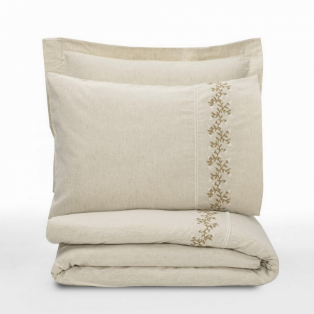 Lenjerie de pat brodata, 6 piese, bumbac si in, Cotton Box, Daria [2]