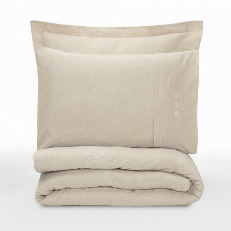 Lenjerie de pat brodata, 6 piese, bumbac si in, Cotton Box, Forbes [3]