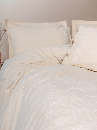 Lenjerie de pat brodata, 6 piese, bumbac si in, Cotton Box, Kivora [2]