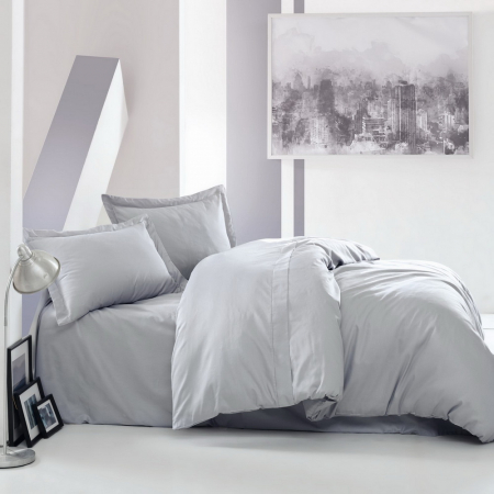 Lenjerii bumbac satin Premium - Lenjerie de pat bumbac satinat premium, bumbac 100%, Cotton Box, Elegant - Grey